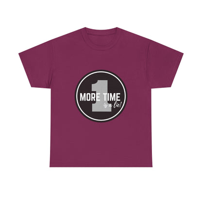 "One More Time is a Lie" Unisex Heavy Cotton Tee – Bold Emblem Dance Graphic Shirt for Dancers, Performers & Rehearsal Warriors