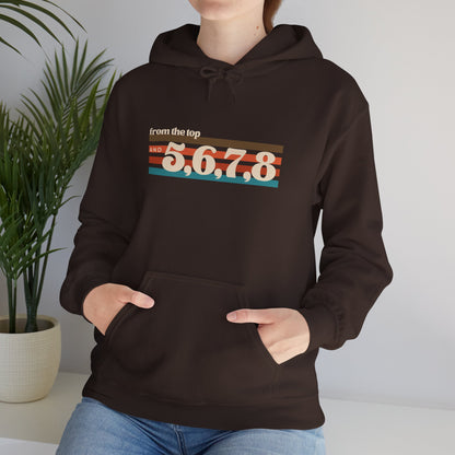 "From the Top and 5, 6, 7, 8" Unisex Hooded Sweatshirt – Retro Dance Rehearsal Hoodie for Dancers & Choreographers
