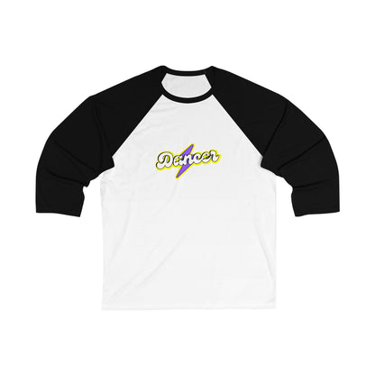 "Dancer" Unisex 3/4 Sleeve Baseball Tee – Superhero-Inspired Graphic Dance Shirt for Dancers and Performers