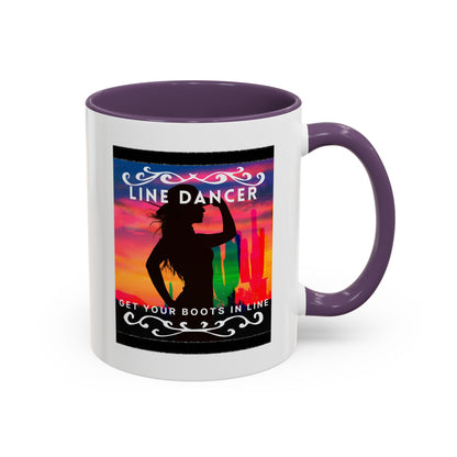 "Line Dancer" Accent Coffee Mug – Cute Cowgirl Graphic Ceramic Mug for Country Dance Lovers