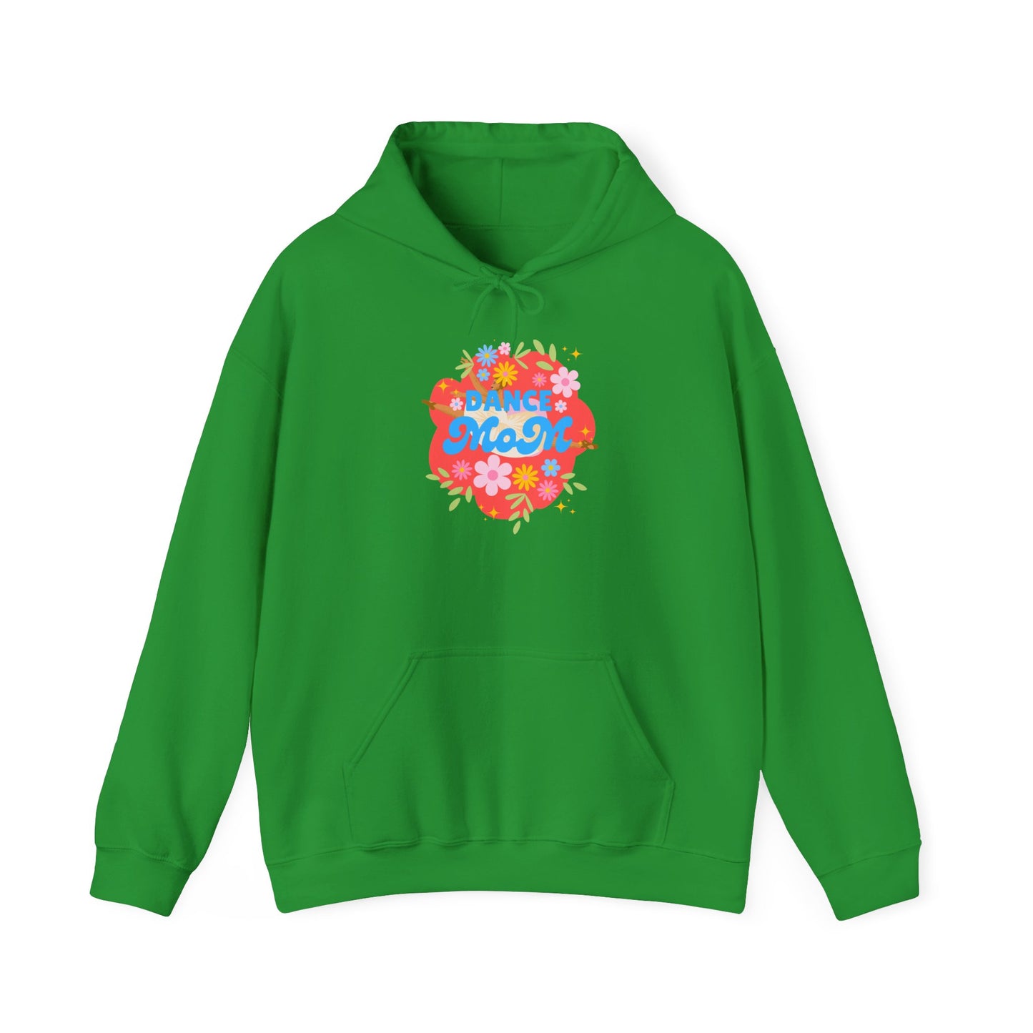 "Dance Mom" Superhero Hoodie – Floral Front Graphic & Fun Back Design | Unisex Hooded Sweatshirt for Proud Dance Parents