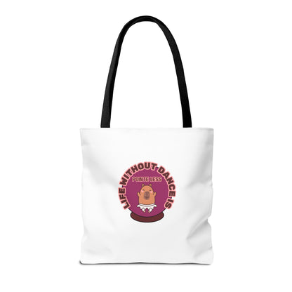 "Life Without Dance Is Pointeless" Capybara Canvas Tote Bag – Funny Dance Pun Tote for Dancers & Animal Lovers