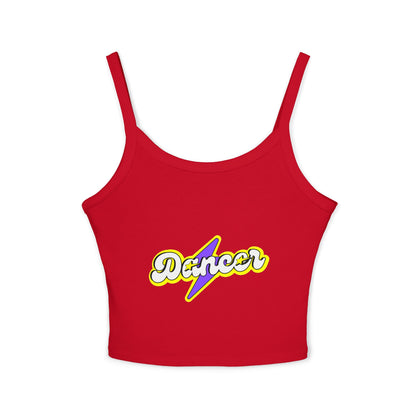 "Dancer" Women’s Spaghetti Strap Tank Top – Superhero-Inspired Dancer Graphic | Empowering Dance Apparel for Strong & Stylish Performers