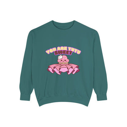 "You Are Tutu Sweet" Unisex Lightweight Crewneck Sweatshirt – Kawaii Cupcake in a Tutu Graphic Pullover for Ballet & Dance Lovers