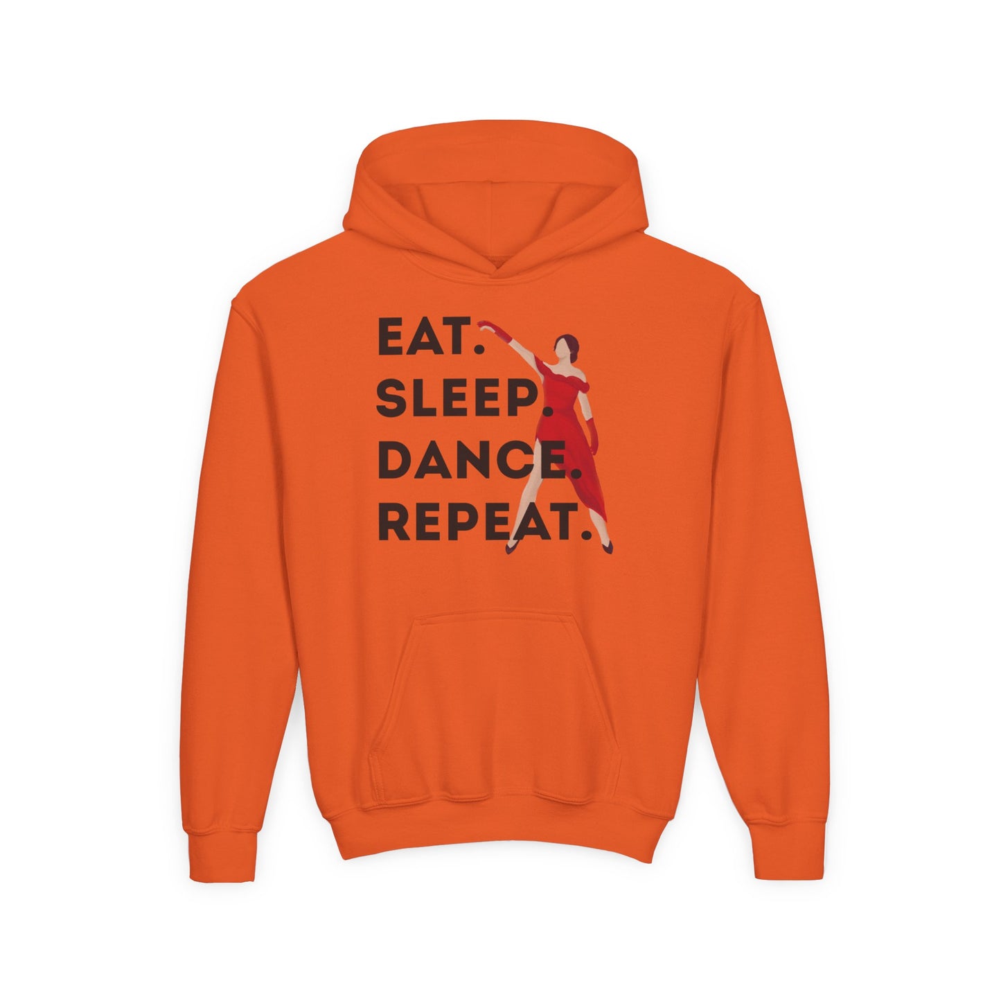 "Eat Sleep Dance Repeat" Youth Hooded Sweatshirt – Bold Dancer Graphic Fleece Hoodie for Kids and Teens