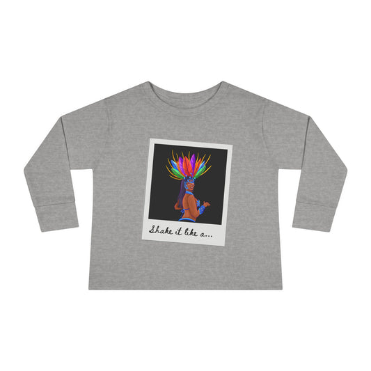 "Shake It Like a…” Toddler Long Sleeve Tee – Samba Dancer Graphic Shirt for Kids