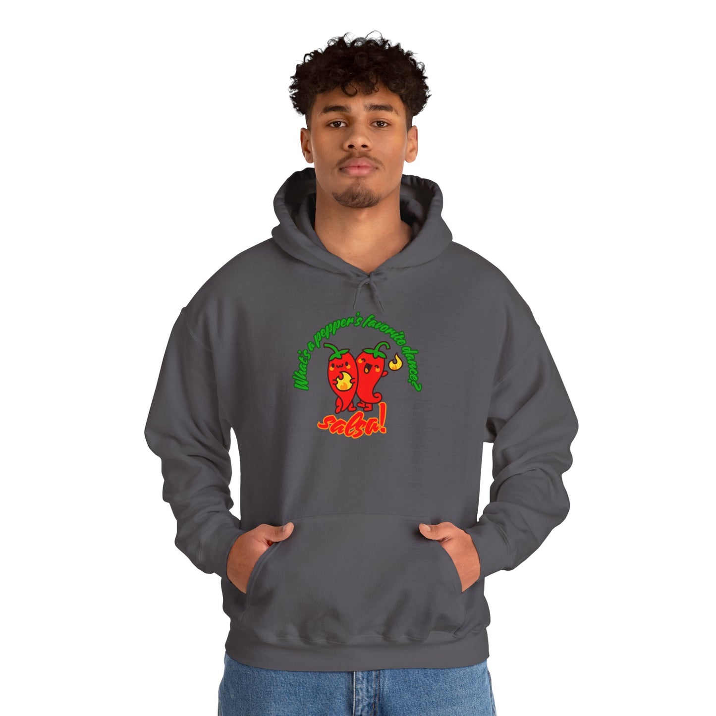 "What’s a Pepper’s Favorite Dance? Salsa!" Unisex Hooded Sweatshirt – Funny Dance Pun Hoodie with Cute Pepper Graphic for Dancers & Foodies
