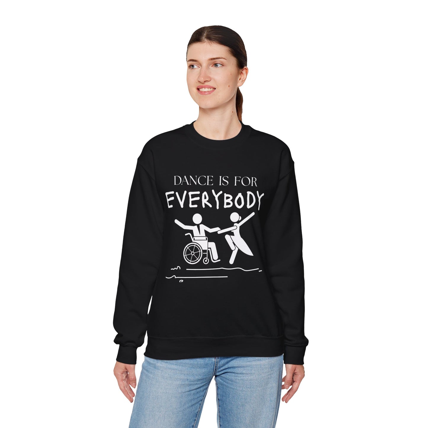 “Dance Is for Everybody” Inclusive Dance Sweatshirt – Unisex Heavy Blend Crewneck with Optional Name or Studio Personalization