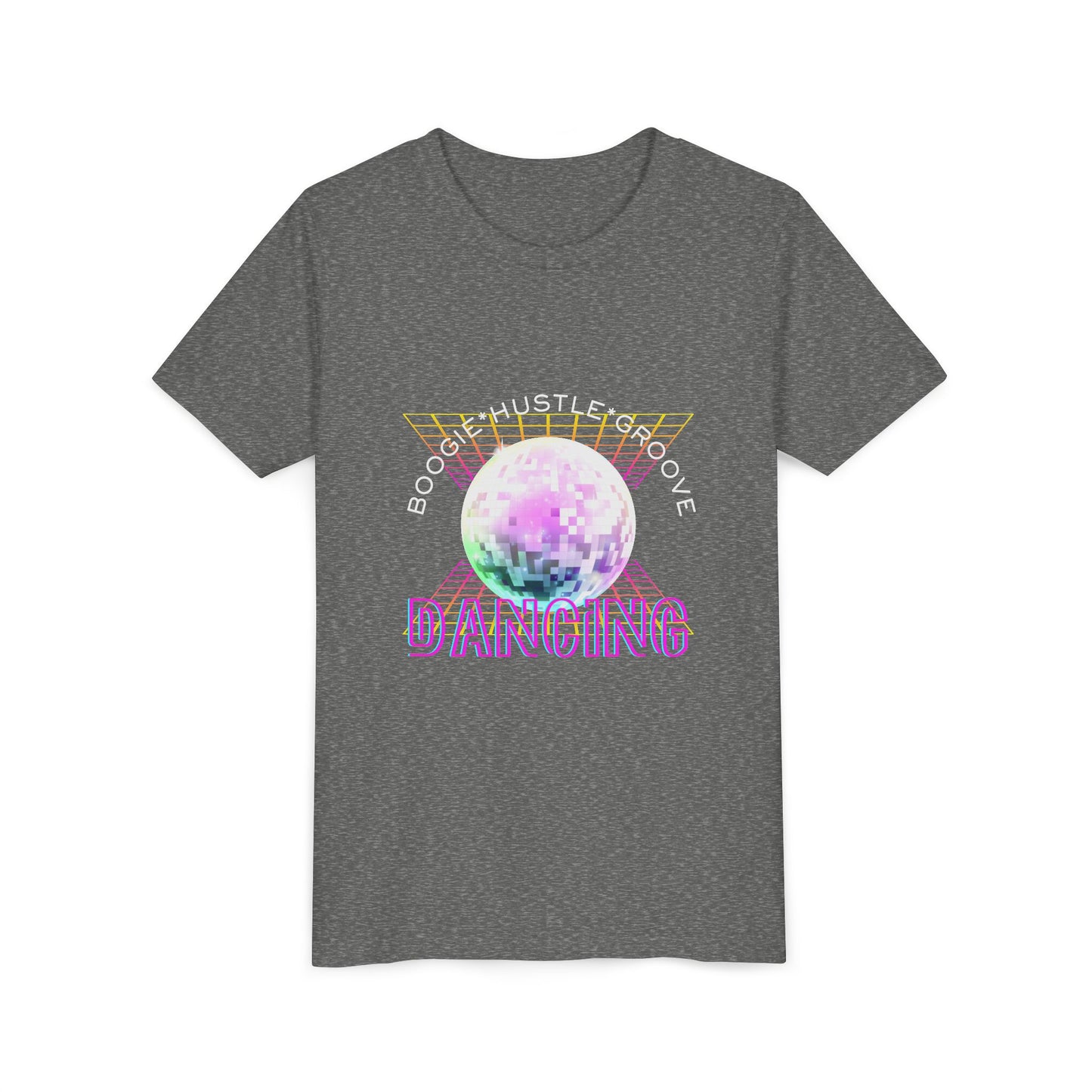 "Boogie, Hustle, Groove - Dancing" Streetwear Dance Graphic – Youth Short Sleeve Tee