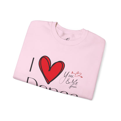 "I Love Dance" Unisex Crewneck Sweatshirt – Hand-Drawn Heart & Note Graphic Dance Lover Pullover