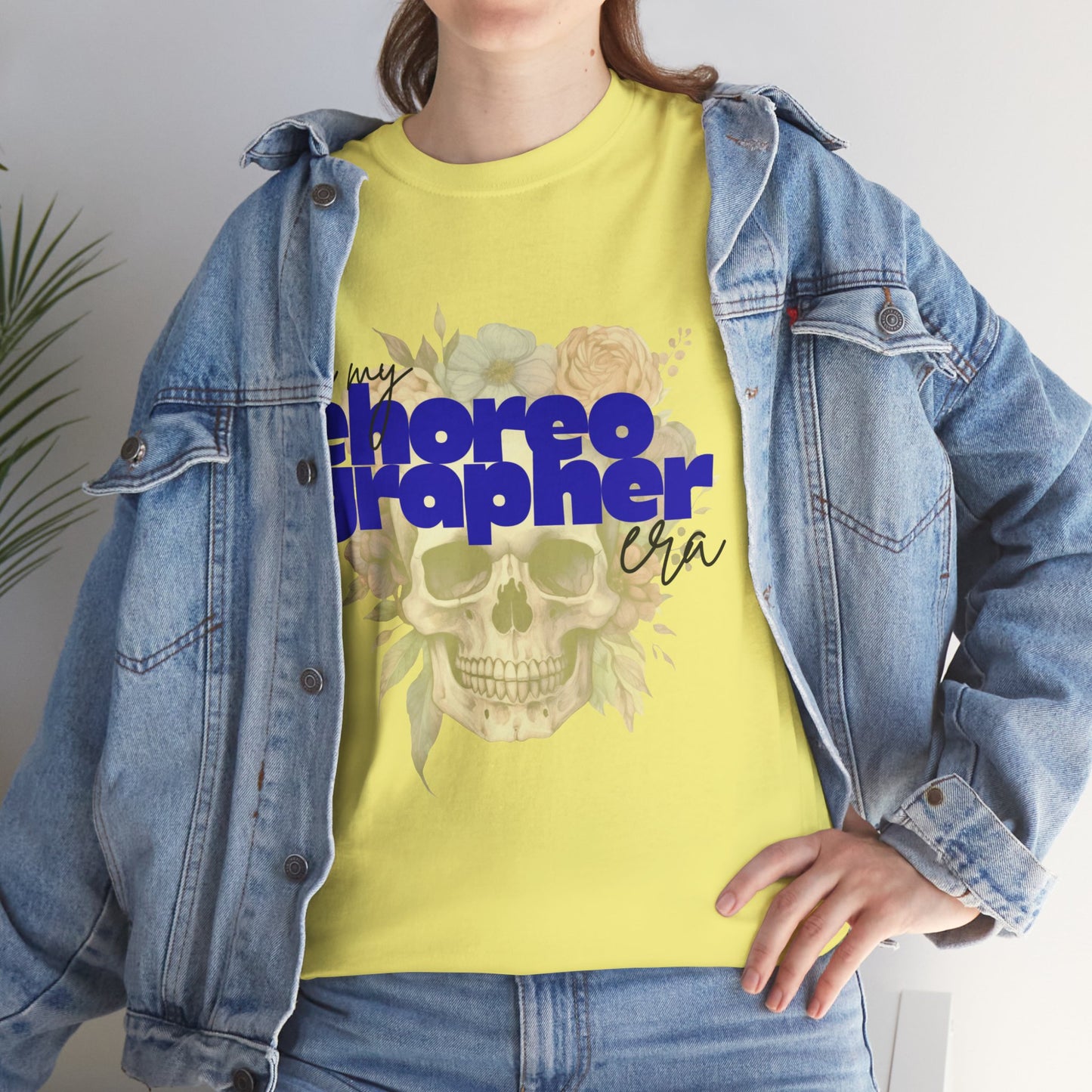 "In My Choreographer Era" Skull Floral Tee – Unisex Heavy Cotton Dance T-Shirt with Cool Gothic Graphic