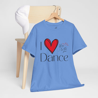 "I Love Dance" Unisex Heavy Cotton Tee – Hand-Drawn Heart & Note Graphic Dance Lover T-Shirt