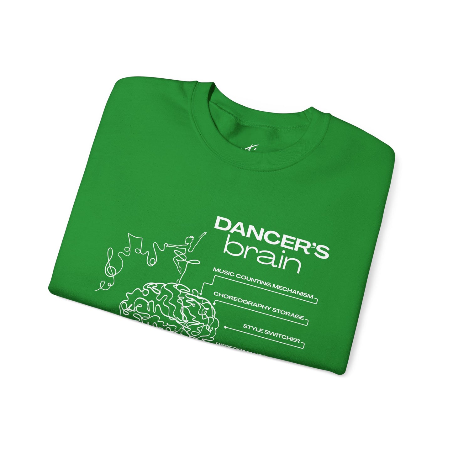 “Dancer’s Brain” Funny Dance Anatomy Sweatshirt – Unisex Heavy Blend Crewneck with Optional Name or Studio Personalization