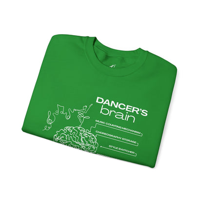 “Dancer’s Brain” Funny Dance Anatomy Sweatshirt – Unisex Heavy Blend Crewneck with Optional Name or Studio Personalization