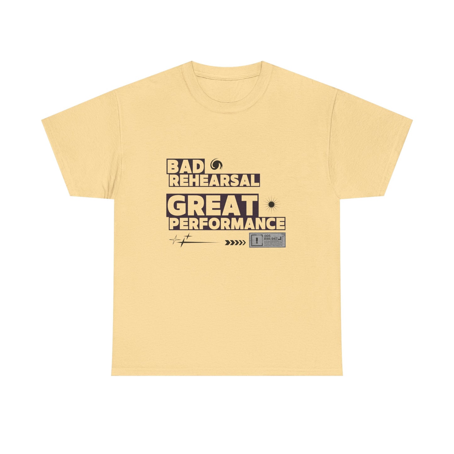"Bad Rehearsal, Great Performance" Dance Quote Tee – Unisex Heavy Cotton T-Shirt with Streetwear-Inspired Graphic for Dancers