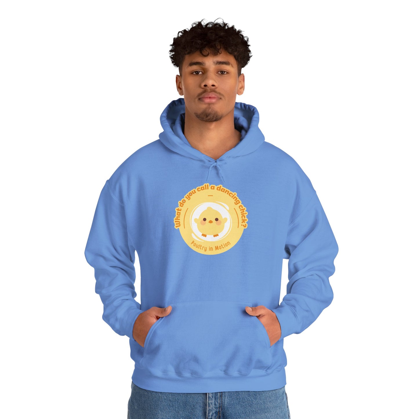 "What do you call a dancing chick? Poultry in Motion" Unisex Dance Hoodie – Funny Dancing Chick Graphic Sweatshirt for Dancers