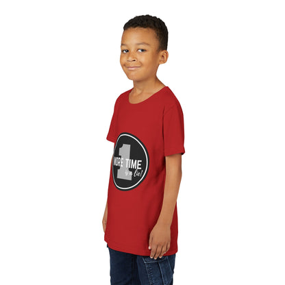 “One More Time is a Lie” Bold Emblem Dancer Graphic T-Shirt for Kids – Funny Dance Rehearsal Shirt - Youth Dance Tee