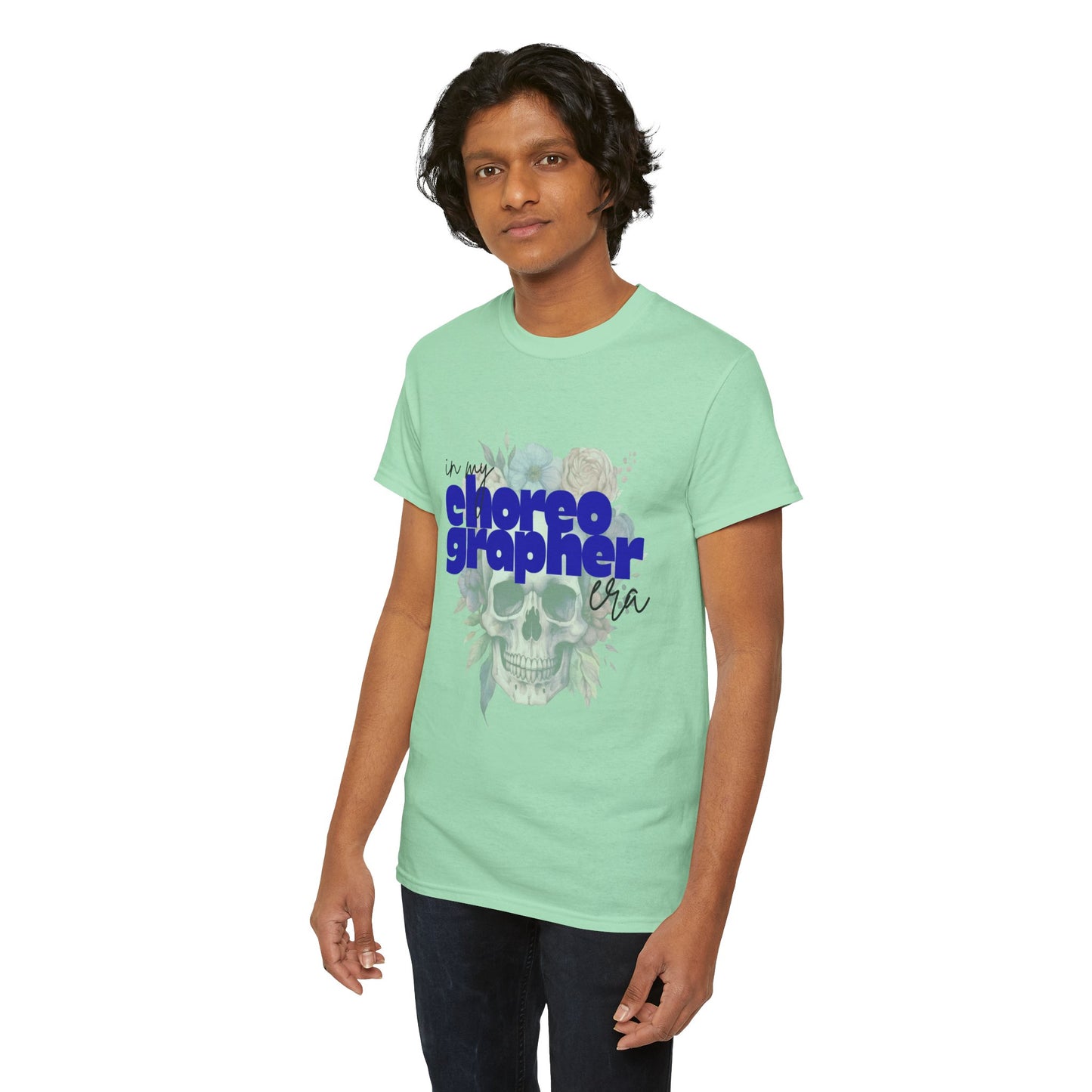 "In My Choreographer Era" Skull Floral Tee – Unisex Heavy Cotton Dance T-Shirt with Cool Gothic Graphic