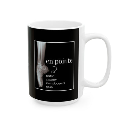 “I Dance En Pointe” Accent Coffee Mug – Ballet-Themed Personalized Mug with X-Ray Foot Design for Dancers, Teachers, and Ballet Lovers