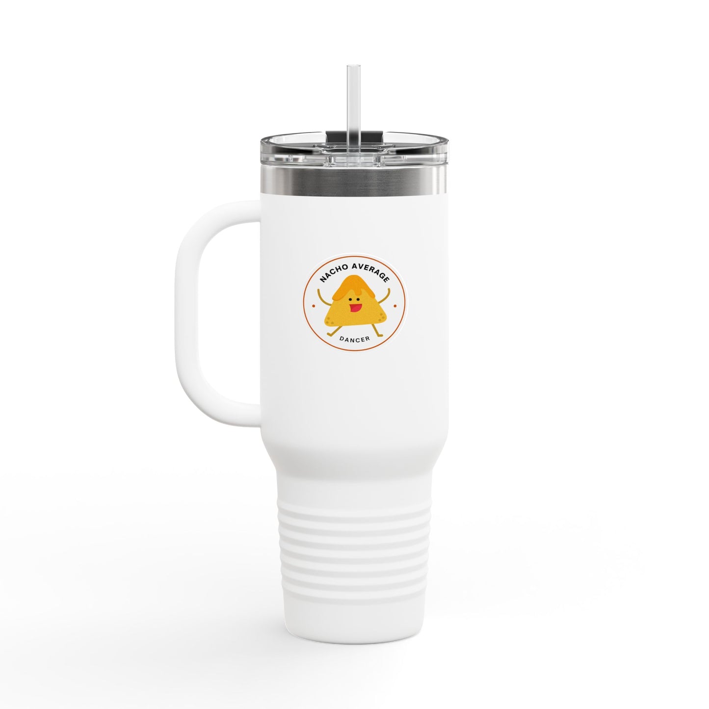 "Nacho Average Dancer" 40oz Insulated Travel Mug – Cute Kawaii Nacho Graphic Dance Tumbler for On-the-Go Hydration