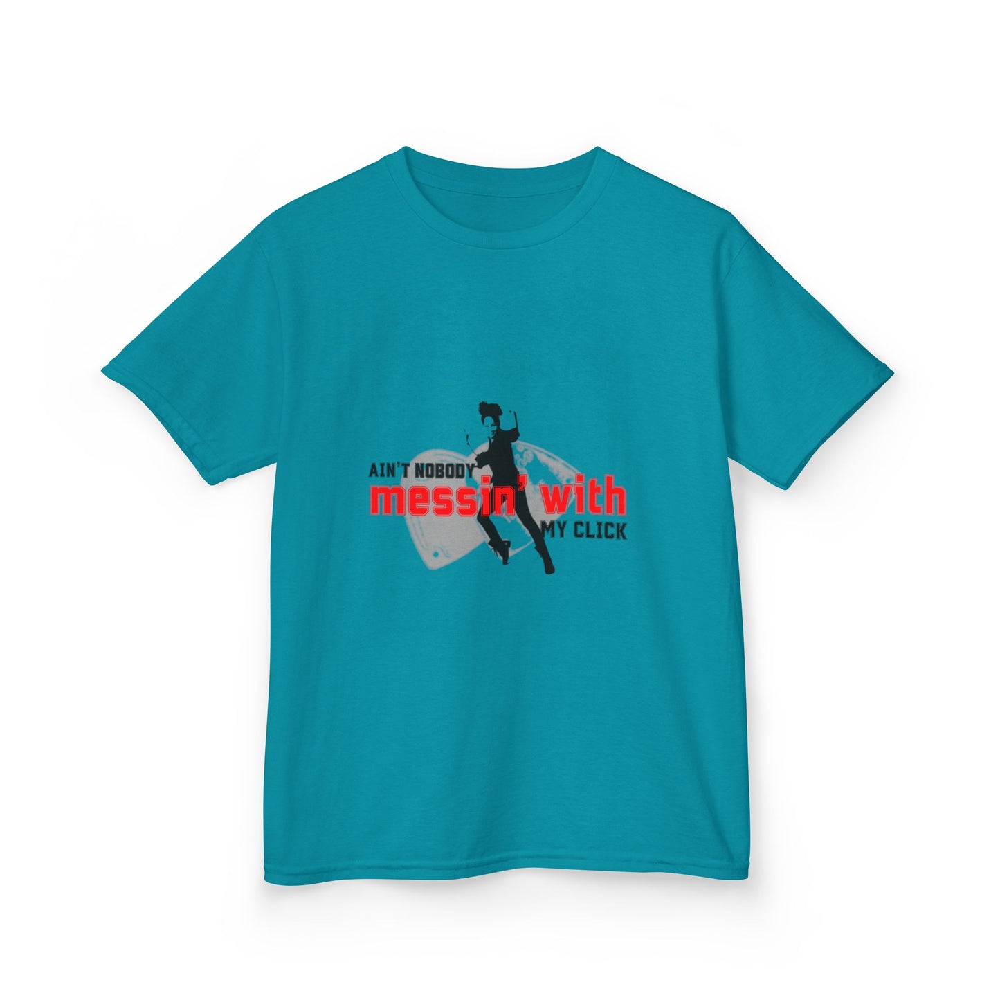 "Ain’t Nobody Messin’ With My Click" – Youth Short Sleeve Dance Tee with Tap Shoes & Tap Dancer Graphic