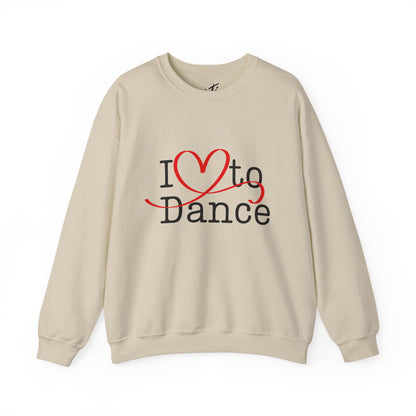 "I Love to Dance" Unisex Crewneck Sweatshirt – Dance Lover Gift with Hand-Drawn Heart Graphic