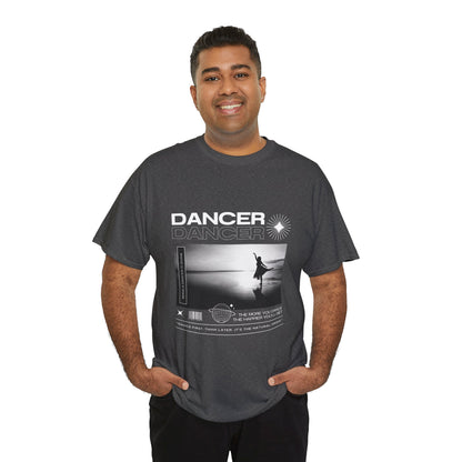"Dancer" Arabesque Beach Scene Unisex Heavy Cotton Tee – Streetwear-Inspired Ballet Dance Graphic T-Shirt