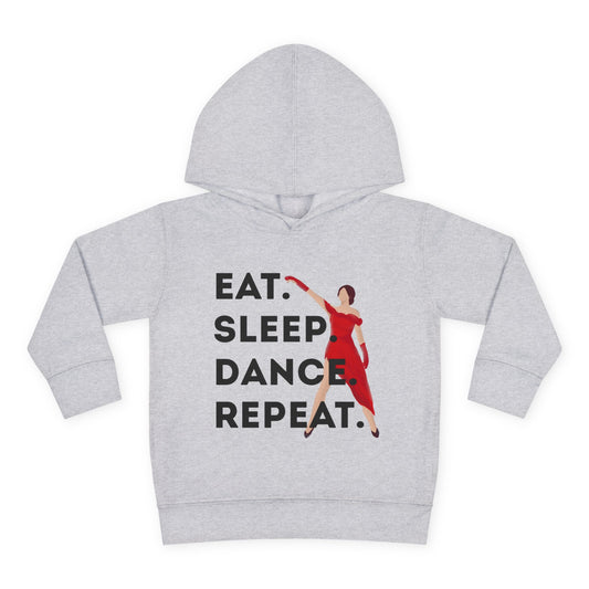 "Eat Sleep Dance Repeat" Toddler Dance Hoodie – Bold Dancer Graphic Fleece Pullover for Kids