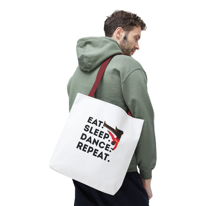 "Eat Sleep Dance Repeat" B-Boy Canvas Tote Bag – Hip-Hop Dancer Graphic Dance Tote for Everyday Use