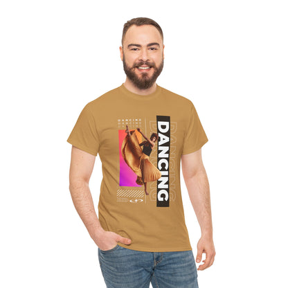 “Dancing” Streetwear-Inspired Female Dancer Unisex Heavy Cotton Tee – Urban Dance Graphic T-Shirt for Performers and Dance Lovers