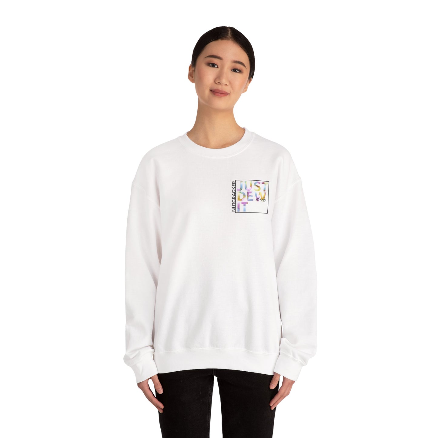 “Just Dew Drop It” Back Print ADULT Sweatshirt + “Nutcracker 2025” Front – Unisex Heavy Blend Crewneck | Ballet Dewdrop Fairy Holiday Dance Apparel