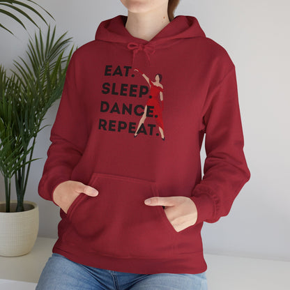 "Eat Sleep Dance Repeat" Unisex Dance Hoodie – Bold Graphic Sweatshirt for Dancers