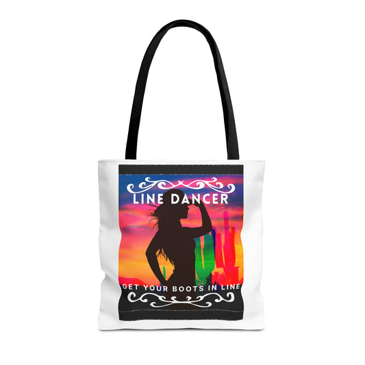 "Line Dancer, Boots on the Ground” Canvas Tote Bag – Cowgirl Graphic | Western Dance Bag for Country Lovers & Line Dancing Fans