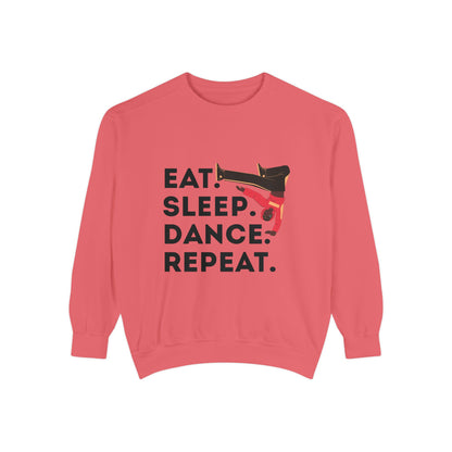"Eat, Sleep, Dance, Repeat." Unisex Lightweight Crewneck Sweatshirt – Bold B-Boy Graphic Pullover for Hip-Hop Dancers & Street Style Fans