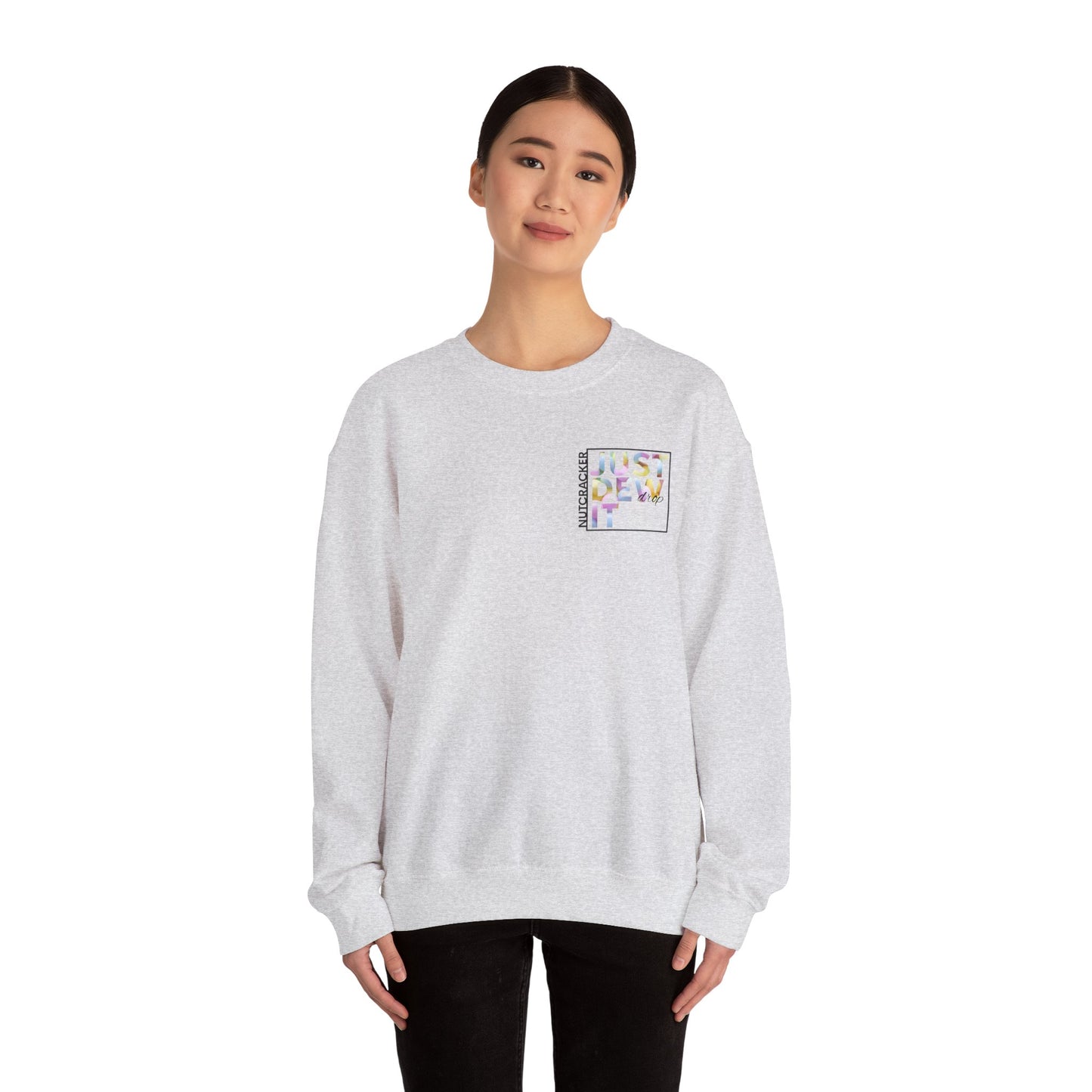 “Just Dew Drop It” Back Print ADULT Sweatshirt + “Nutcracker 2025” Front – Unisex Heavy Blend Crewneck | Ballet Dewdrop Fairy Holiday Dance Apparel