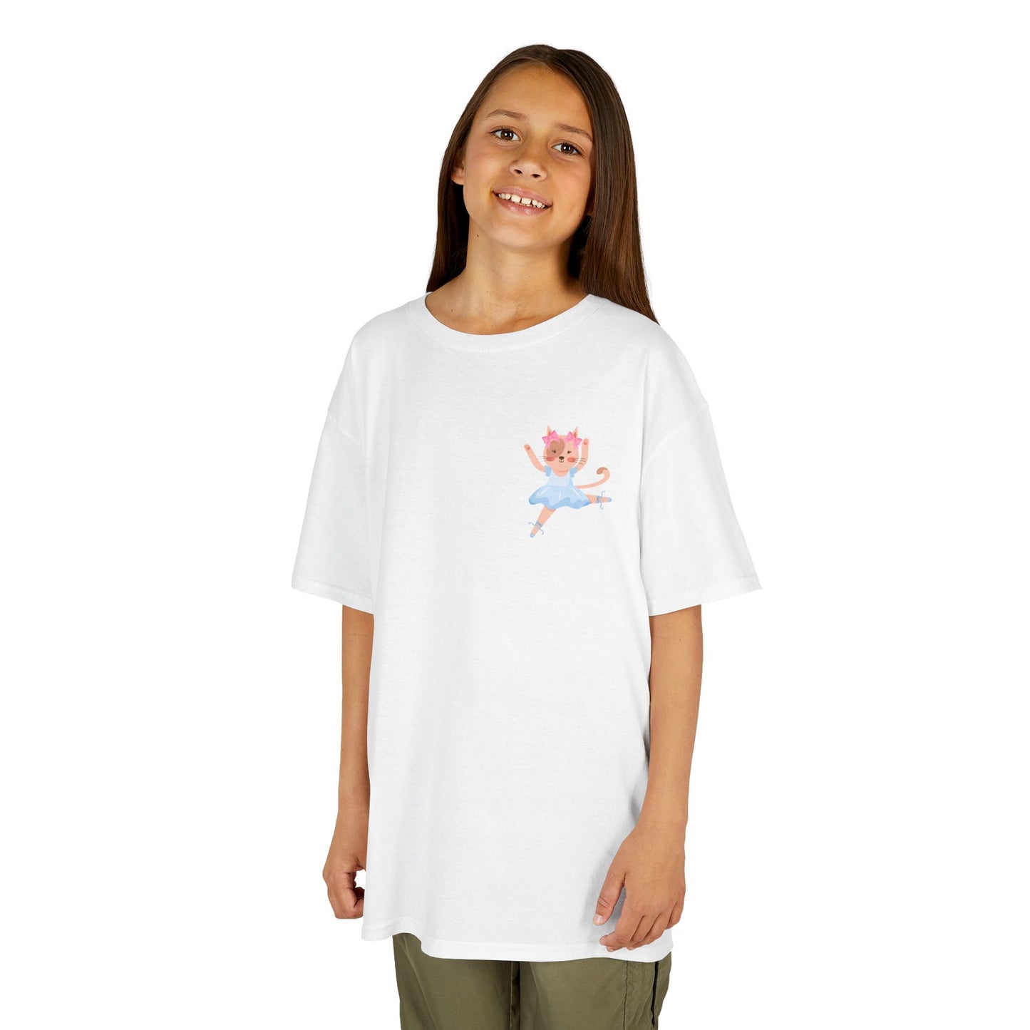 "Every Meow & Then I Dance" – Youth Short Sleeve Tee with Cute Dancing Cat Graphic | Kids’ Dance & Cat Lover T-Shirt