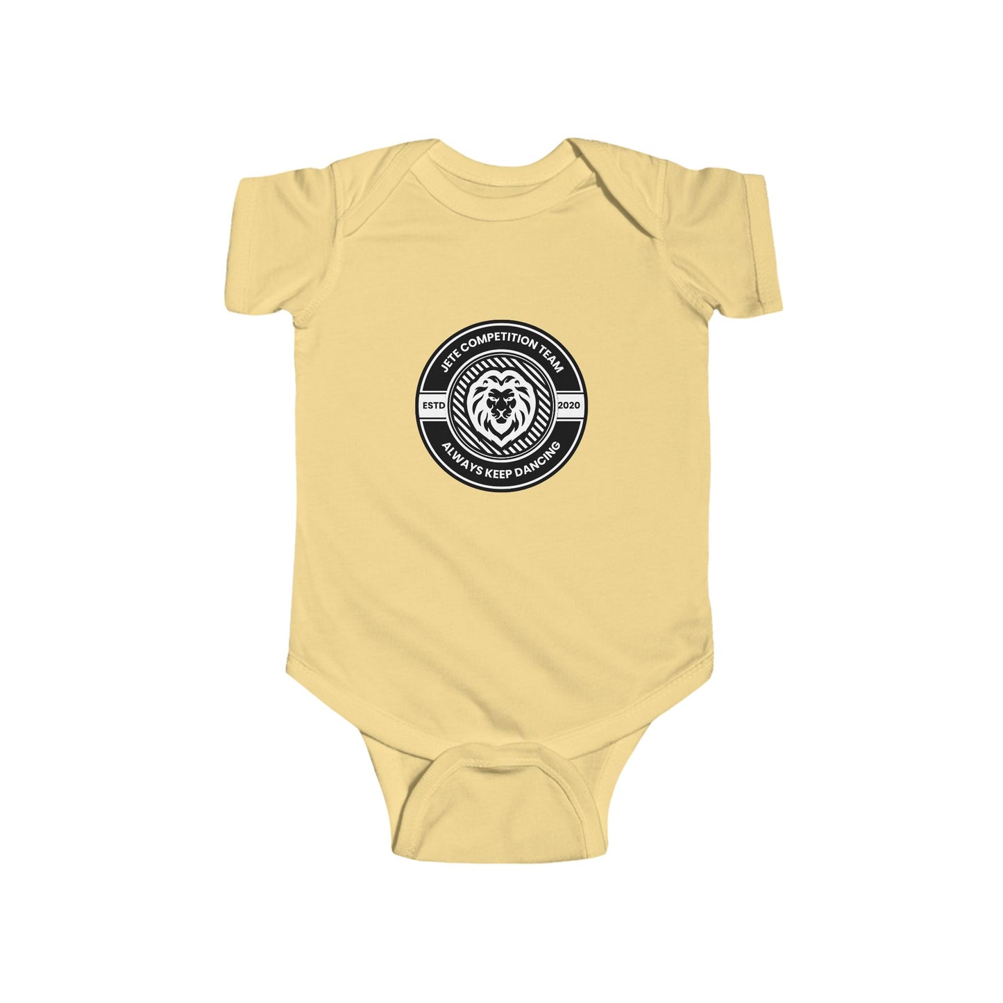 "Jeté Competition Team – Always Keep Dancing" Infant Short Sleeve Bodysuit – Collegiate-Inspired Dance Graphic Baby Outfit for Future Performers