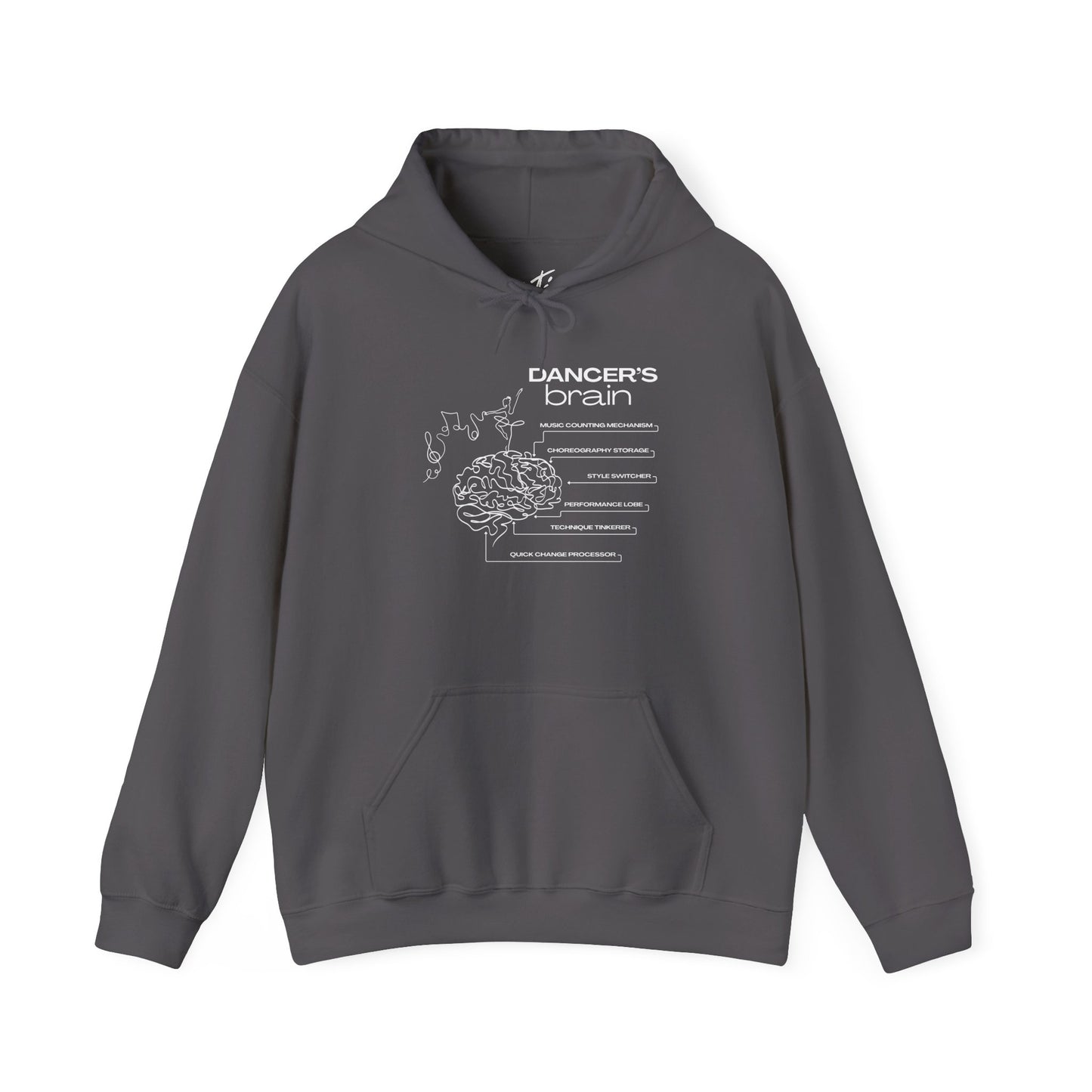 "Dancer’s Brain" Unisex Hoodie – Funny Dance-Themed Hoodie for Teens and Adults with Personalization Option and Cute Dancer Brain Graphic
