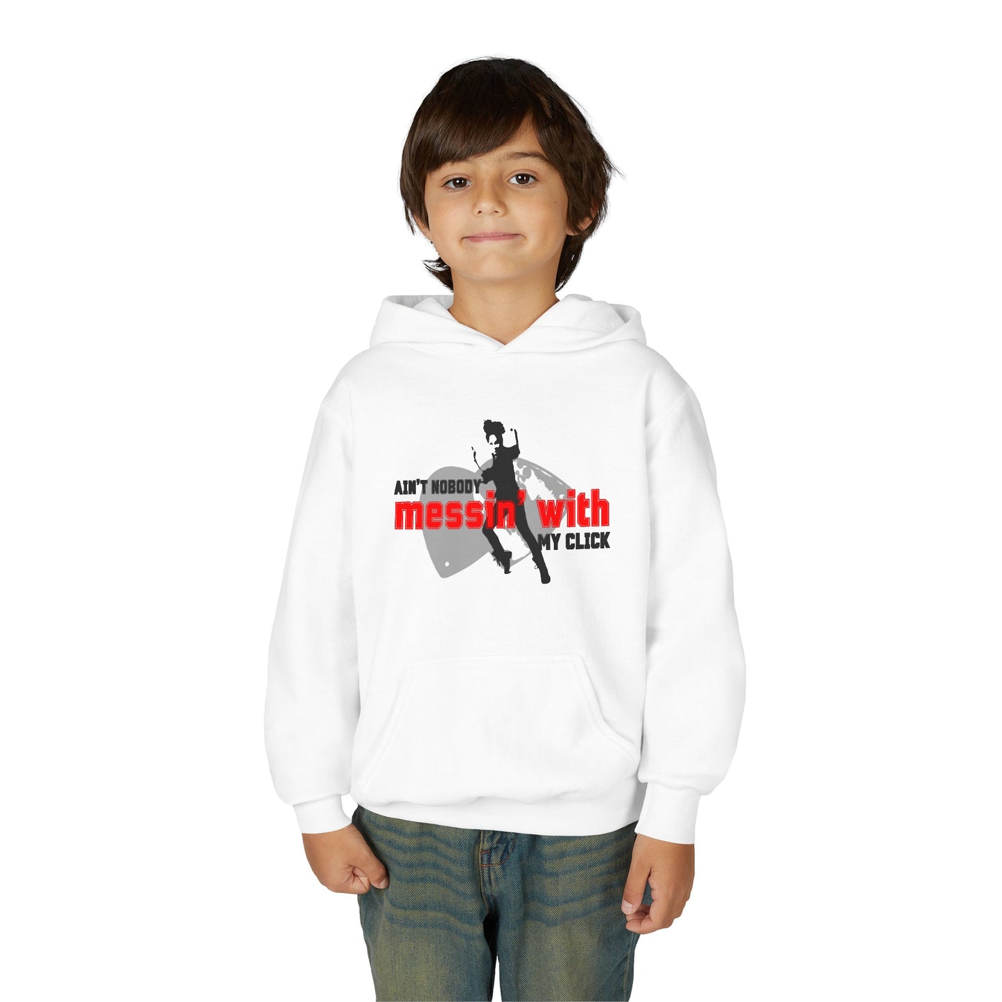 “Ain’t Nobody Messin’ with My Click” Tap Dance Graphic with Tap Shoes & Dancer - Unisex Youth Hoodie – Streetwear Tap Dancing Hoodie for Kids & Young Performers