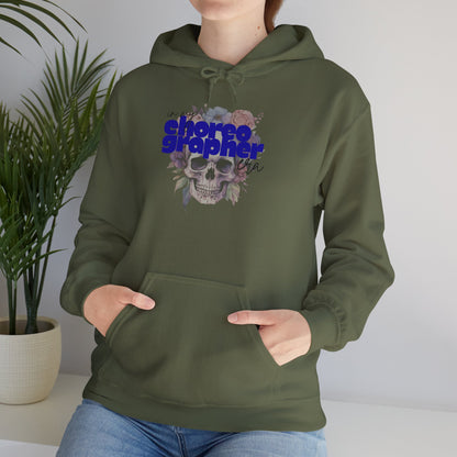 "In My Choreographer Era" Hoodie – Unisex Heavy Blend™ Hooded Sweatshirt with Floral Skull Graphic for Dance Creatives
