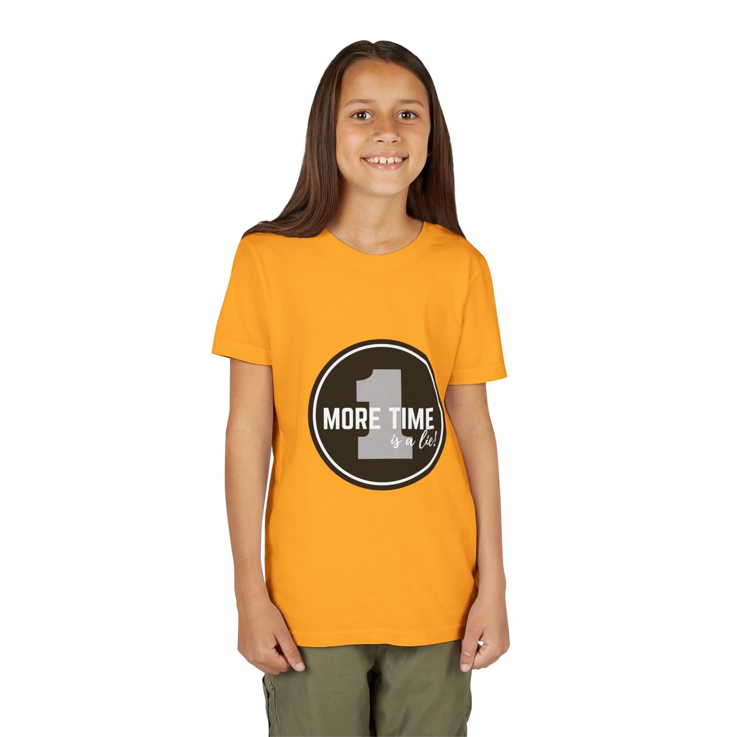 “One More Time is a Lie” Bold Emblem Dancer Graphic T-Shirt for Kids – Funny Dance Rehearsal Shirt - Youth Dance Tee