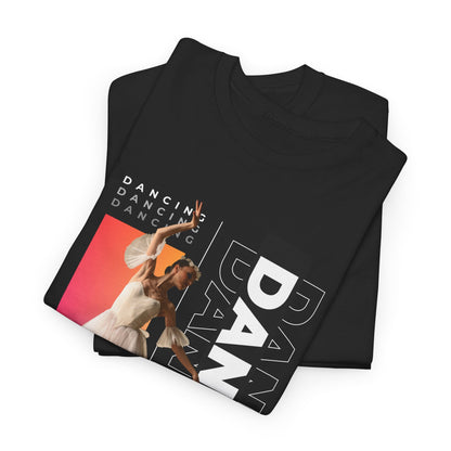 “Dancing” Streetwear-Inspired Female Dancer Unisex Heavy Cotton Tee – Urban Dance Graphic T-Shirt for Performers and Dance Lovers