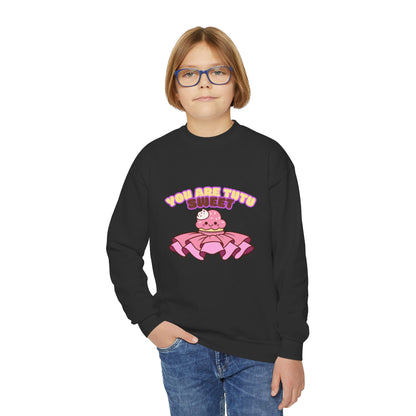 "You Are Tutu Sweet" Youth Crewneck Dance Sweatshirt – Kawaii Cupcake Graphic | Cute Ballet Themed Kids Pullover