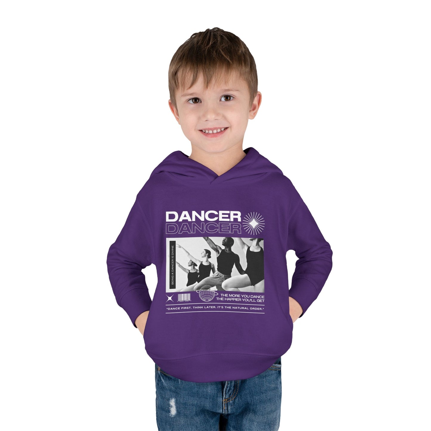 “Dancer” Toddler Pullover Hoodie – Streetwear-Inspired Ballet Barre Graphic Sweatshirt for Kids
