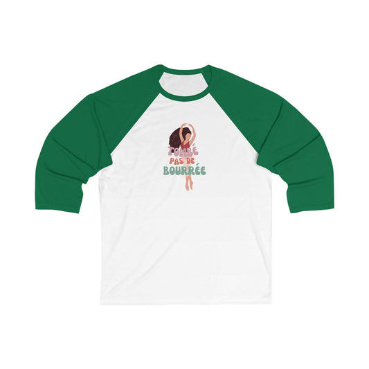"Tombé Pas de Bourrée" Unisex 3/4 Sleeve Baseball Tee – Elegant Ballet Dance Shirt with Pretty Dancer Graphic for Ballet Lovers