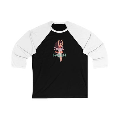 "Tombé Pas de Bourrée" Unisex 3/4 Sleeve Baseball Tee – Elegant Ballet Dance Shirt with Pretty Dancer Graphic for Ballet Lovers
