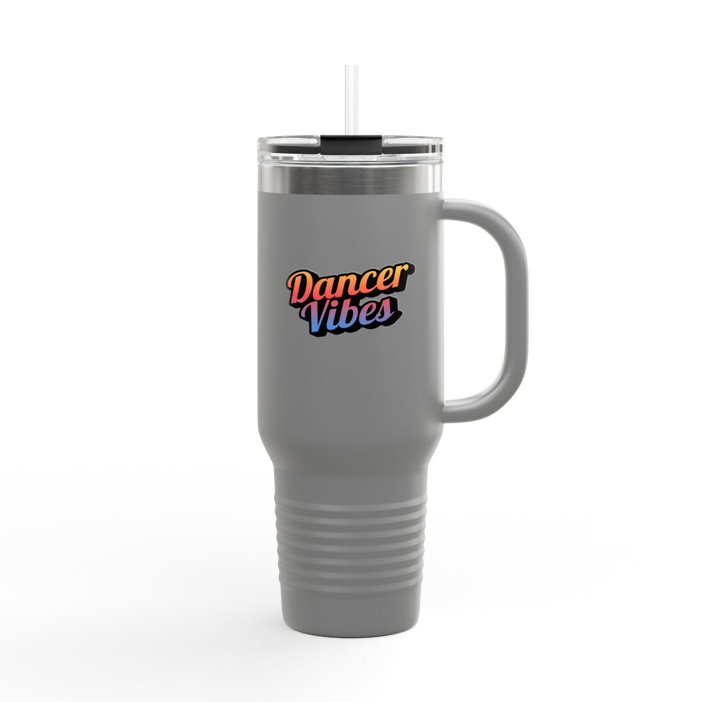"Dancer Vibes" 40oz Insulated Travel Mug – Retro-Inspired Stainless Steel Tumbler for Dance Lovers | Hot & Cold Beverage Travel Cup with Handle and Leak-Proof Lid