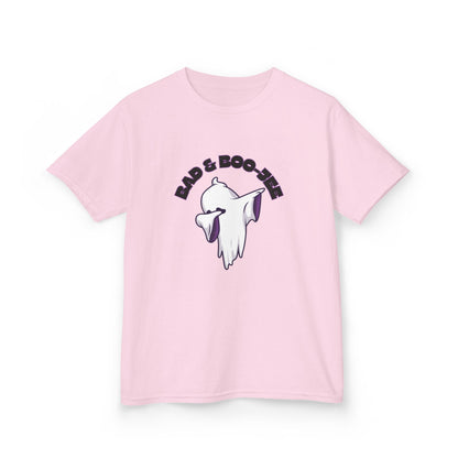 “Bad & Boo-jee” Funny Halloween Dance T-Shirt with Cute Ghost Dab Graphic - Kids Heavy Cotton™ Tee