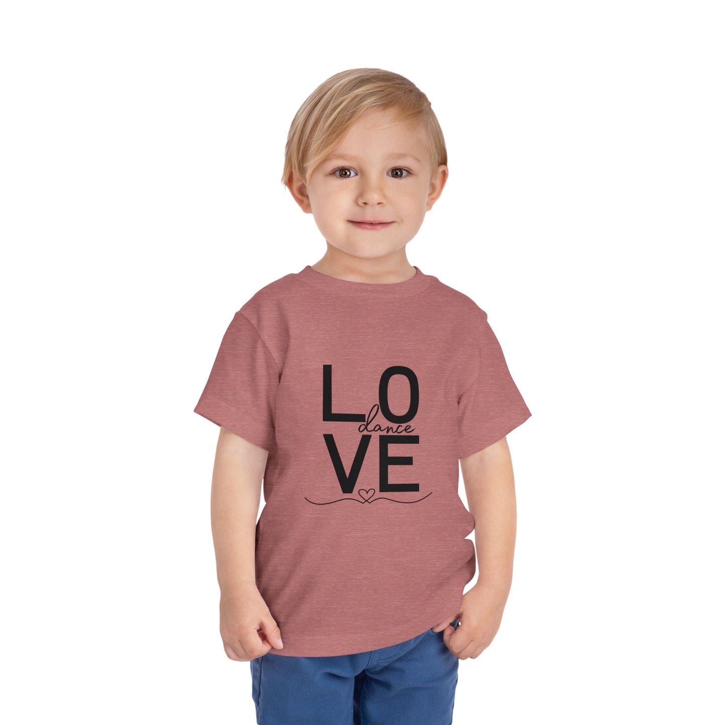 "LOVE Dance" Toddler Short Sleeve Tee – Script Letter Graphic Dance Lover T-Shirt
