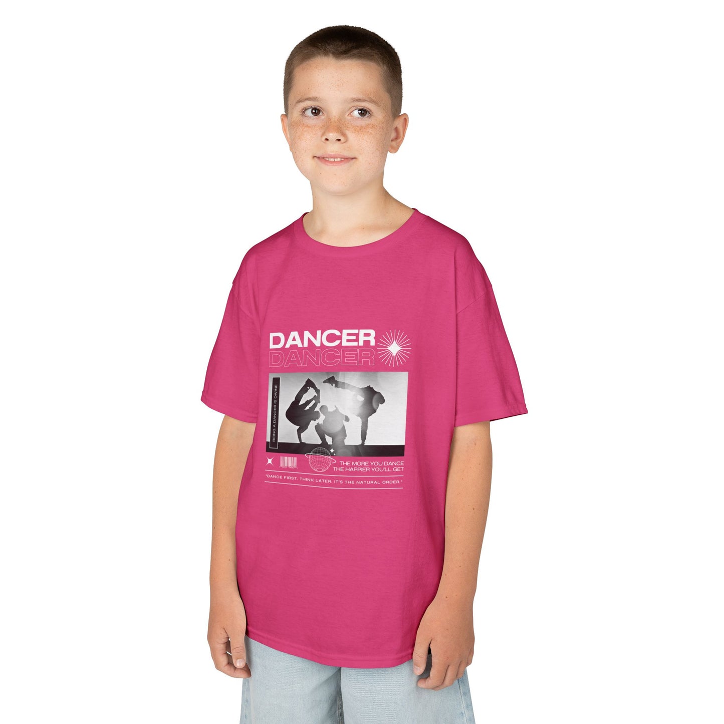 "Dancer" Youth Short Sleeve Tee – Streetwear-Style Breakdancer Graphic Hip Hop Dance Kids T-Shirt